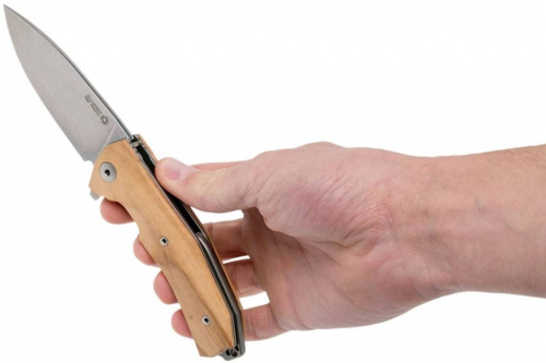 Складной нож Lion Steel KUR UL Olive Wood Flipper фото 10